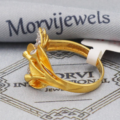 Flower 22k Cz Gold Ring Party Wear Handmade Jewelry for Gift