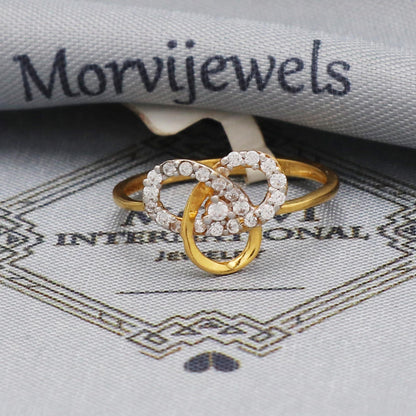 Zircon dainty gold ring , interlocking style ring, 22k gold handmade indian jewelry for gift