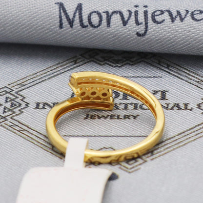 22k yellow gold ring zircons jewelry, 22kt handmade women gold ring, All Size, K5575