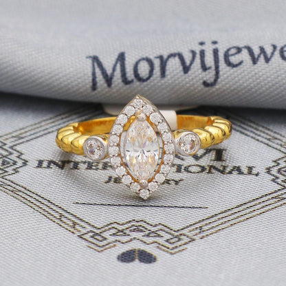 marquise zircon 22k yellow gold ring wedding anniversary women jewelry, 22kt gold handmade bridal ring, All Size, K5582