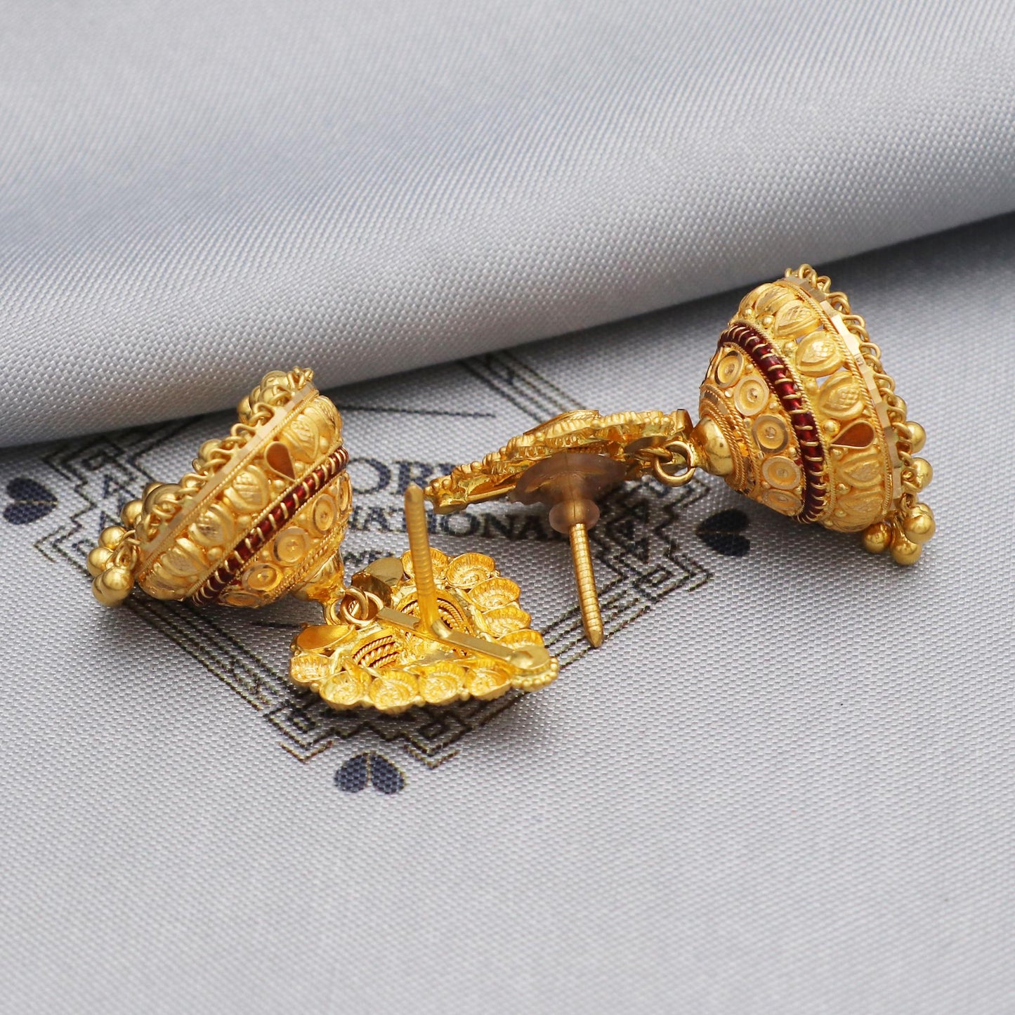 Big 22k Gold Earrings Women Indian Wedding Jewelry, K5590