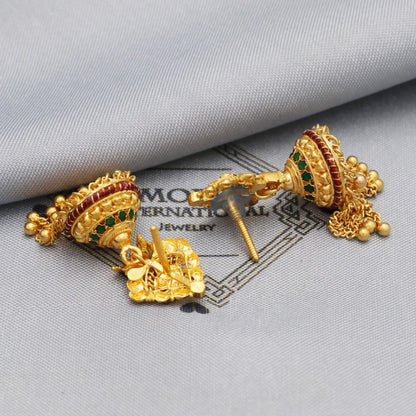 22k Gold Earrings Dangling Chains For Women Indian Wedding Jewelry, K5594