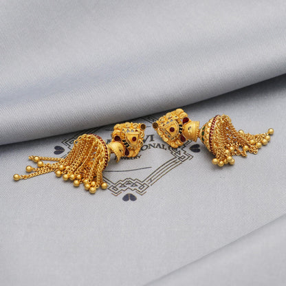 22k Gold Earrings Dangling Chains For Women Indian Wedding Jewelry, K5594