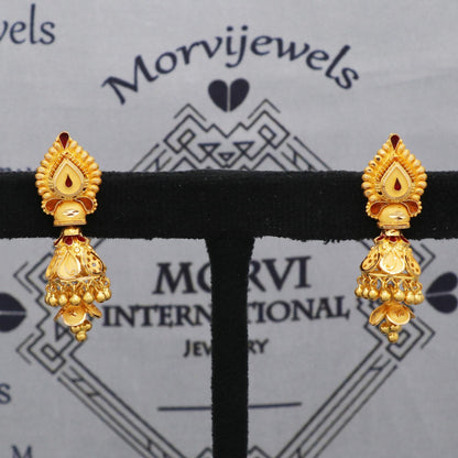 dangling 22k gold earrings handmade jewelry, K5602