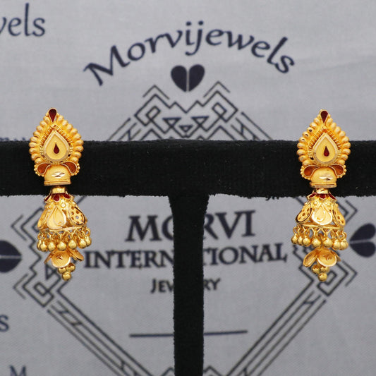dangling 22k gold earrings handmade jewelry, K5602