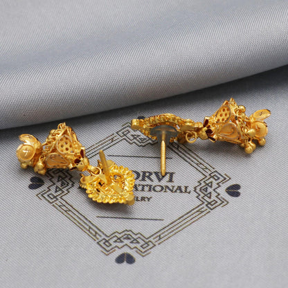 dangling 22k gold earrings handmade jewelry, K5602
