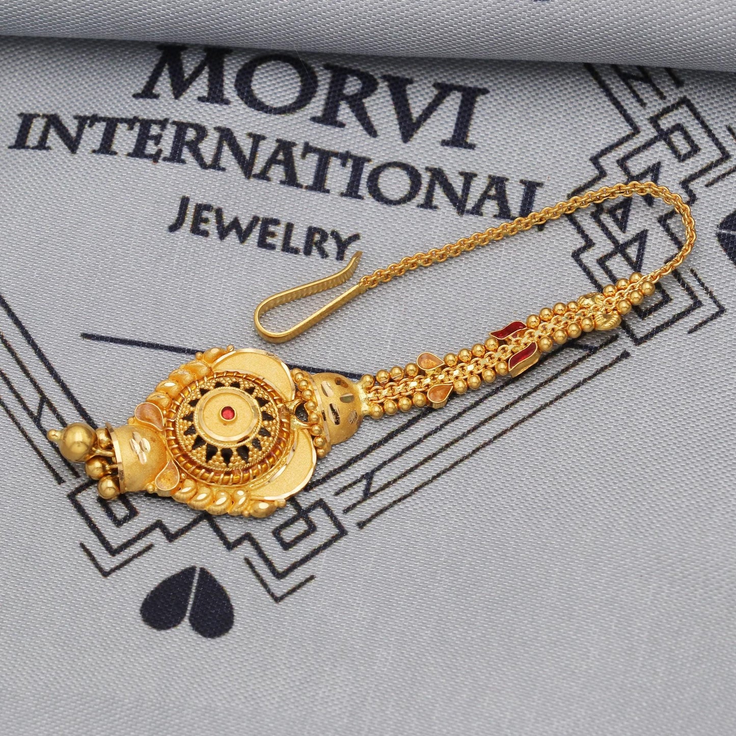 22k Gold Maang Tikka Head Pendant Jewelry For Wedding Party Wear, Traditional Indian Gold Handmade Jewelry for Gift, K5613