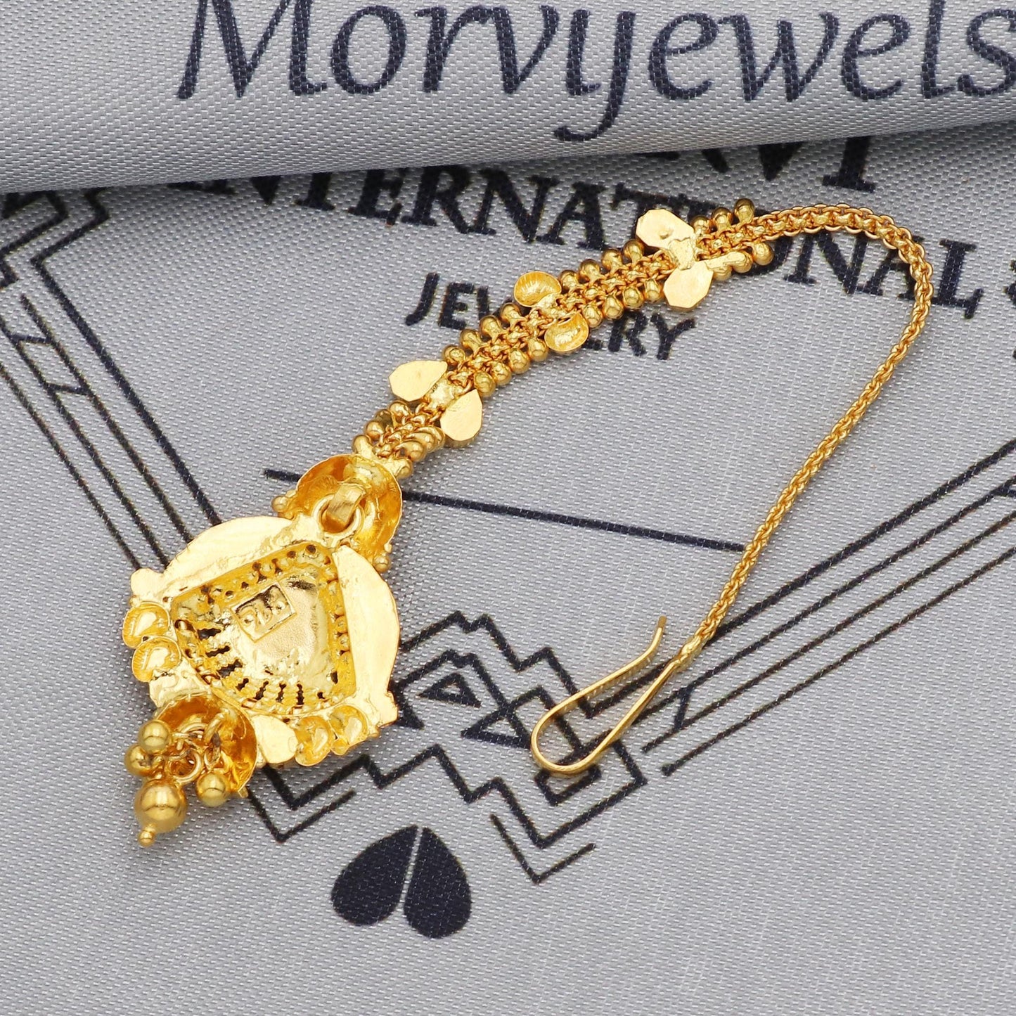 22k Gold Maang Tikka Head Pendant Jewelry For Wedding Party Wear, Traditional Indian Gold Handmade Jewelry for Gift, K5615