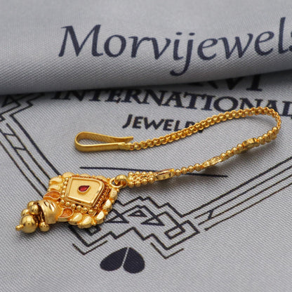 22k Gold Maang Tikka Head Pendant Jewelry For Wedding Party Wear, Traditional Indian Gold Handmade Jewelry for Gift, K5616