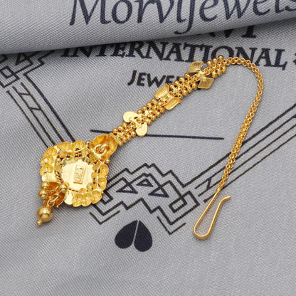 22k Gold Maang Tikka Head Pendant Jewelry For Wedding Party Wear, Traditional Indian Gold Handmade Jewelry for Gift, K5617