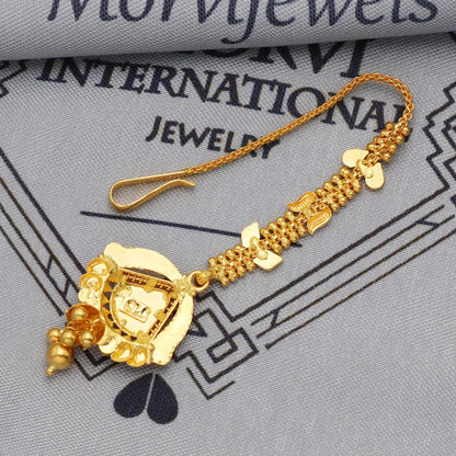 22k Gold Maang Tikka Head Pendant Jewelry For Wedding Party Wear, Traditional Indian Gold Handmade Jewelry for Gift, K5618