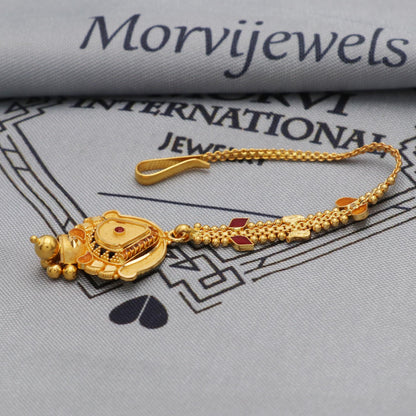 22k Gold Maang Tikka Head Pendant Jewelry For Wedding Party Wear, Traditional Indian Gold Handmade Jewelry for Gift, K5618