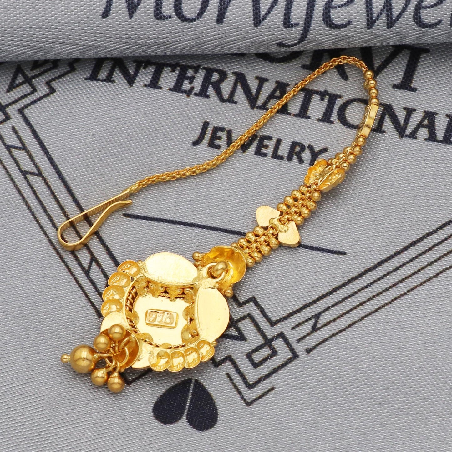 22k Gold Tikka Head Maang Forehead Pendant Jewelry For Wedding Indian, Traditional Ethnic Wear Gold Handmade Jewelry for Gift, K5620