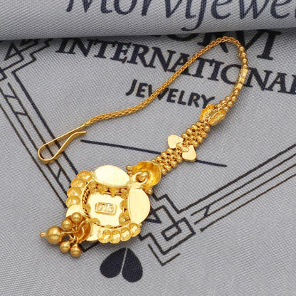 22k Gold Tikka Head Maang Forehead Pendant Jewelry For Wedding Indian, Traditional Ethnic Wear Gold Handmade Jewelry for Gift, K5620
