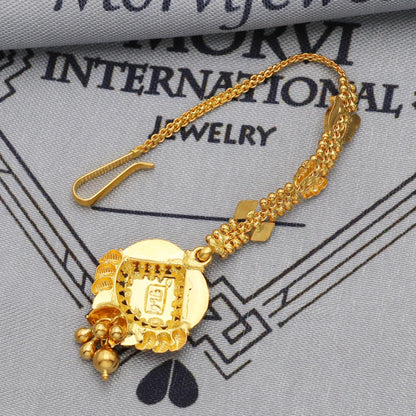 Royal look 22k Gold Maang Tikka foreHead Pendant Jewelry , Vintage Traditional Indian Gold Handmade Jewelry for Gift, K5622