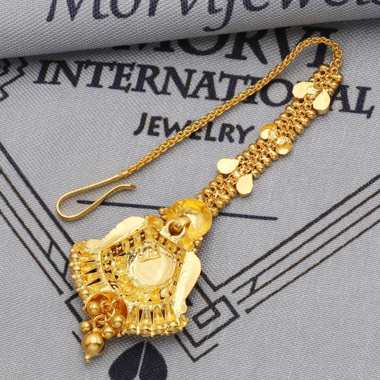 22k Gold Maang Tikka Head Pendant Jewelry For Wedding Party Wear, Traditional Indian Gold Handmade Jewelry for Gift, K5623