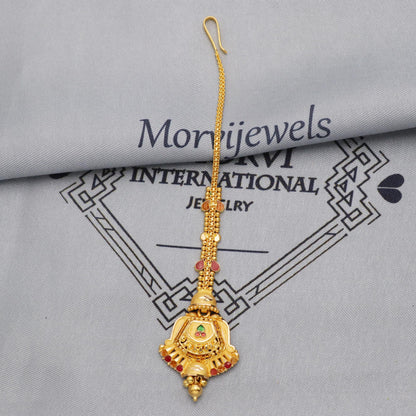 22k Gold Maang Tikka Head Pendant Jewelry For Wedding Party Wear, Traditional Indian Gold Handmade Jewelry for Gift, K5623
