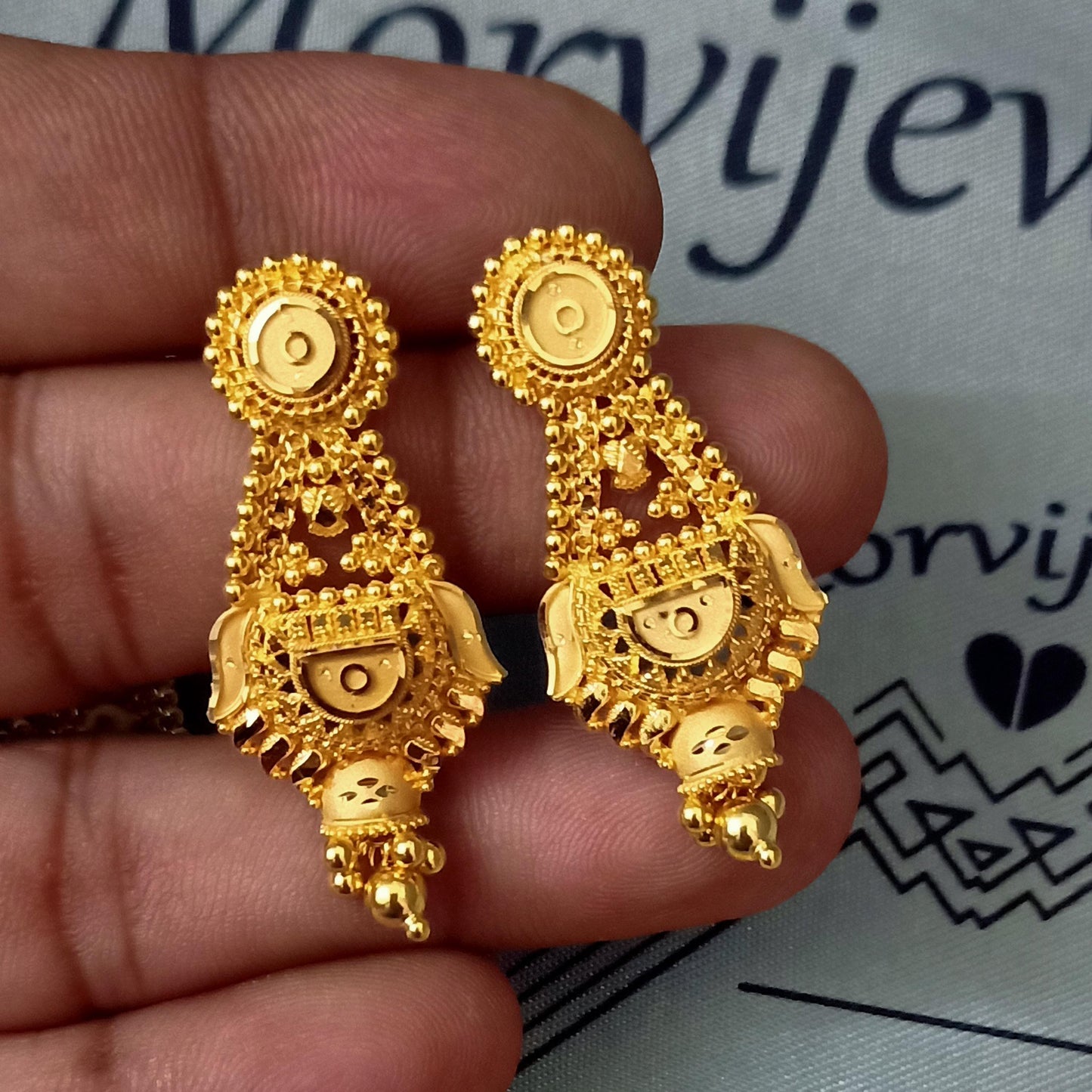 22k Yellow Gold Necklace Set, Indian Gold Set, Indian Gold Jewelry, Bridal Necklace, Traditional Rajasthani Pure Gold Handmade design, K5660