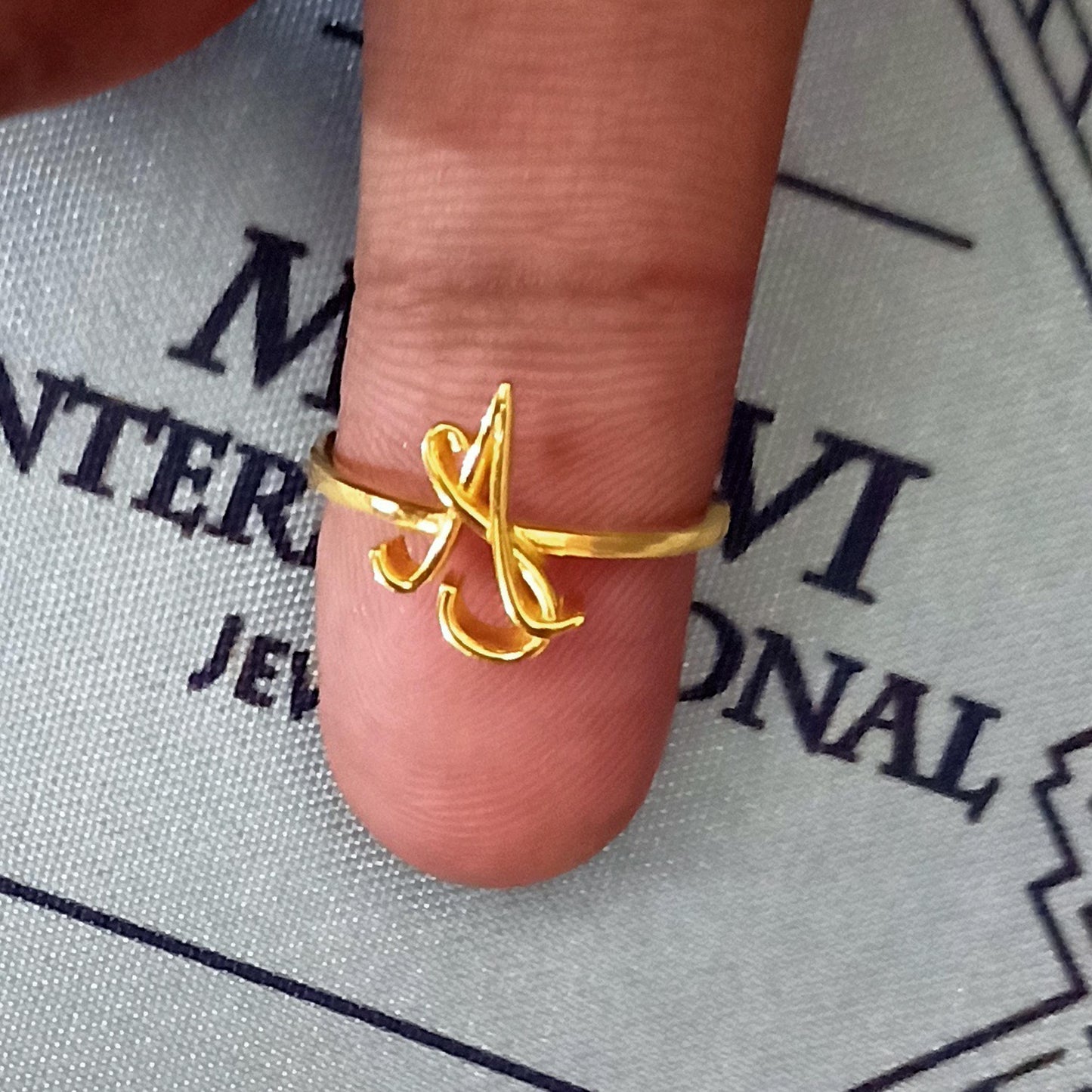 A-S Name Ring, 22k gold ring jewelry, 22kt handmade indian any alphabet Ring, Pure Gold Ring, All Size, K5662