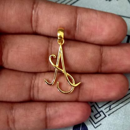 A-S Name Pendant, 22k Gold Pendant Jewelry, 22kt Handmade Indian Any Alphabet Pendant, Pure Gold Pendant, All Size, K5663