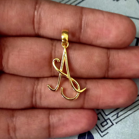 A-S Name Pendant, 22k Gold Pendant Jewelry, 22kt Handmade Indian Any Alphabet Pendant, Pure Gold Pendant, All Size, K5663