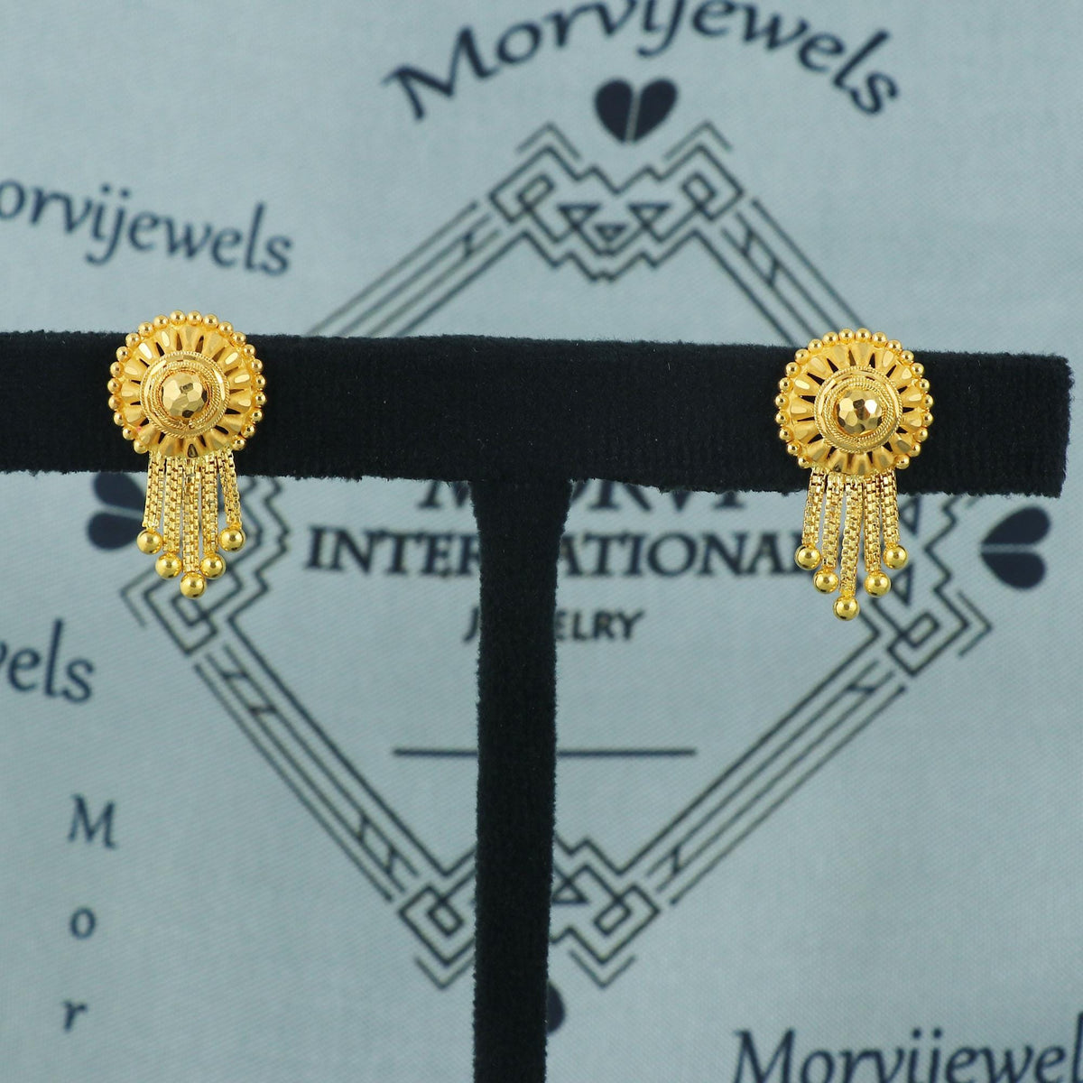 Handmade Designer 22kt gold earrings jewellery, 22k gold earrings, 22kt earrings, K5669