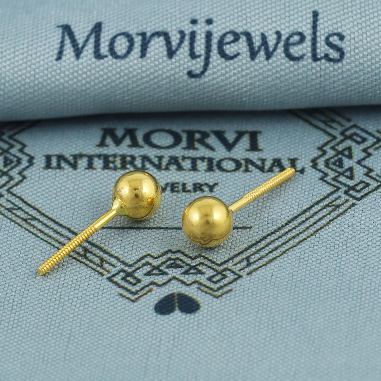 22k Yellow Gold Stud Earrings, Handmade Yellow gold earrings for women, 10 mm Ball Stud, Beads Stud, small earrings, K5671A
