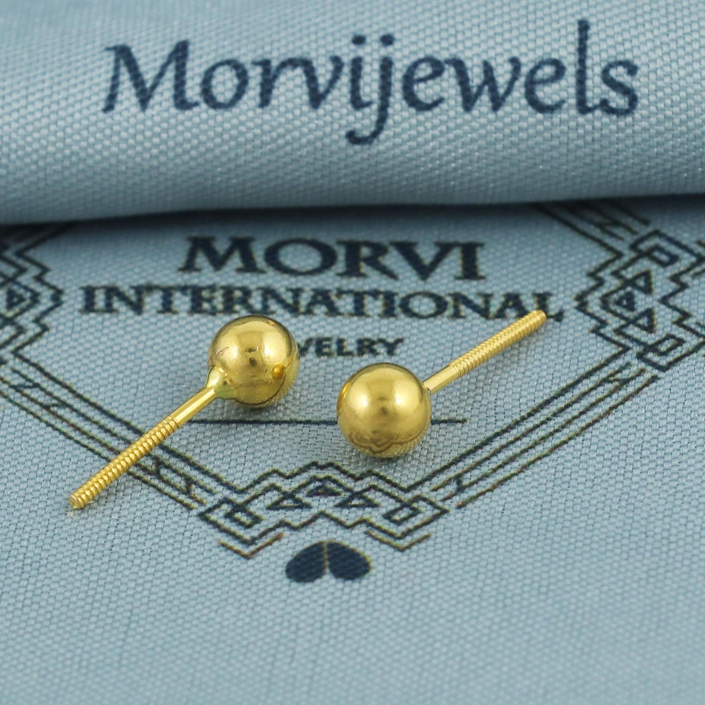 22k Yellow Gold Stud Earrings, Handmade Yellow gold earrings for women, 5 mm Ball Stud, Beads Stud, small earrings, K5671