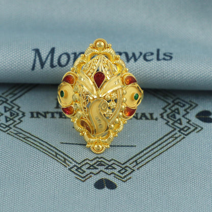 Fine Indian Art Ring, Royal Rani Design, Vintage Part Wear