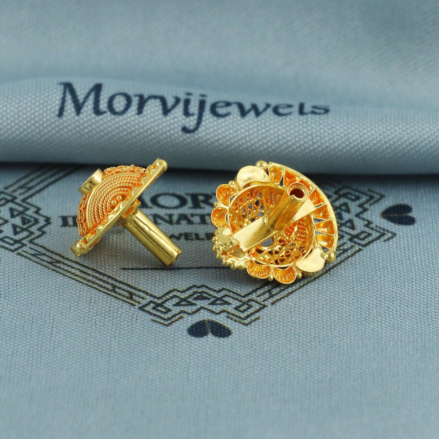 handcrafted 22k solid gold stud indian earrings for women, K5674