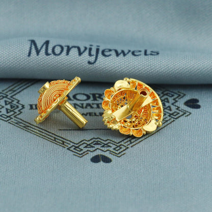 handcrafted 22k solid gold stud indian earrings for women, K5674