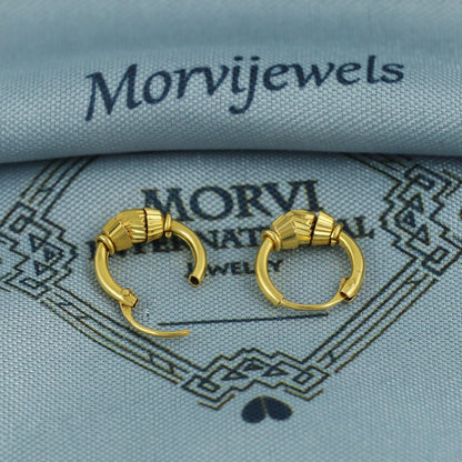 18k gold bali hoop earrings small for cartilage kids child women earrings handcrafted indian gold jewelry for gift, K5680
