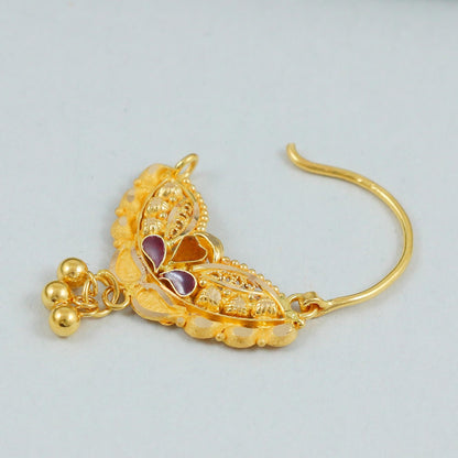 handcrafted 22kt solid gold nose ring nosering indian jewelry traditional indian nath bridal Jewelry, K4583