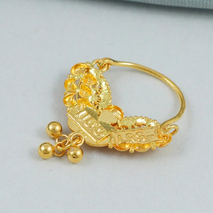 handcrafted 22kt solid gold nose ring nosering indian jewelry traditional indian nath bridal Jewelry, K4583