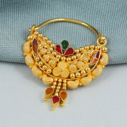 Women 22k Nose Ring Handmade Indian Jewelry, K4584