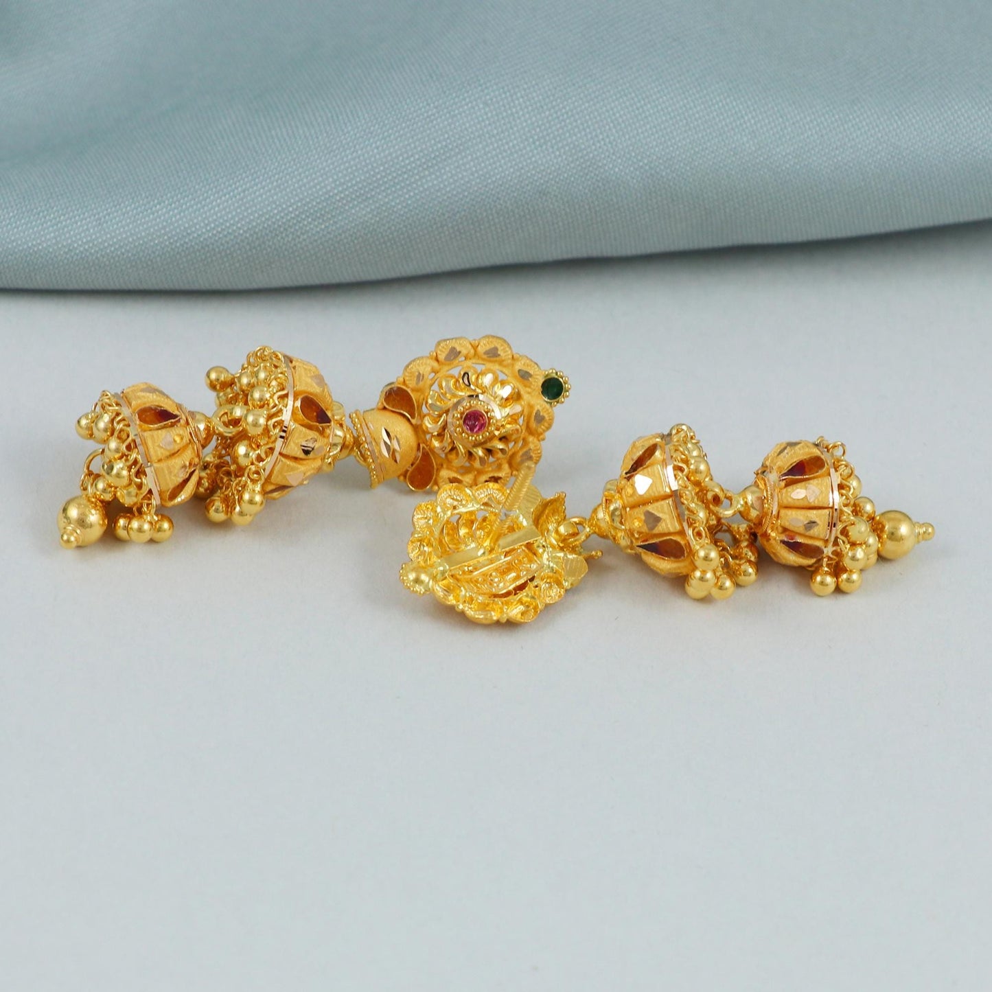 Gold Jhumka Real 22k Gold Chandelier, K4595