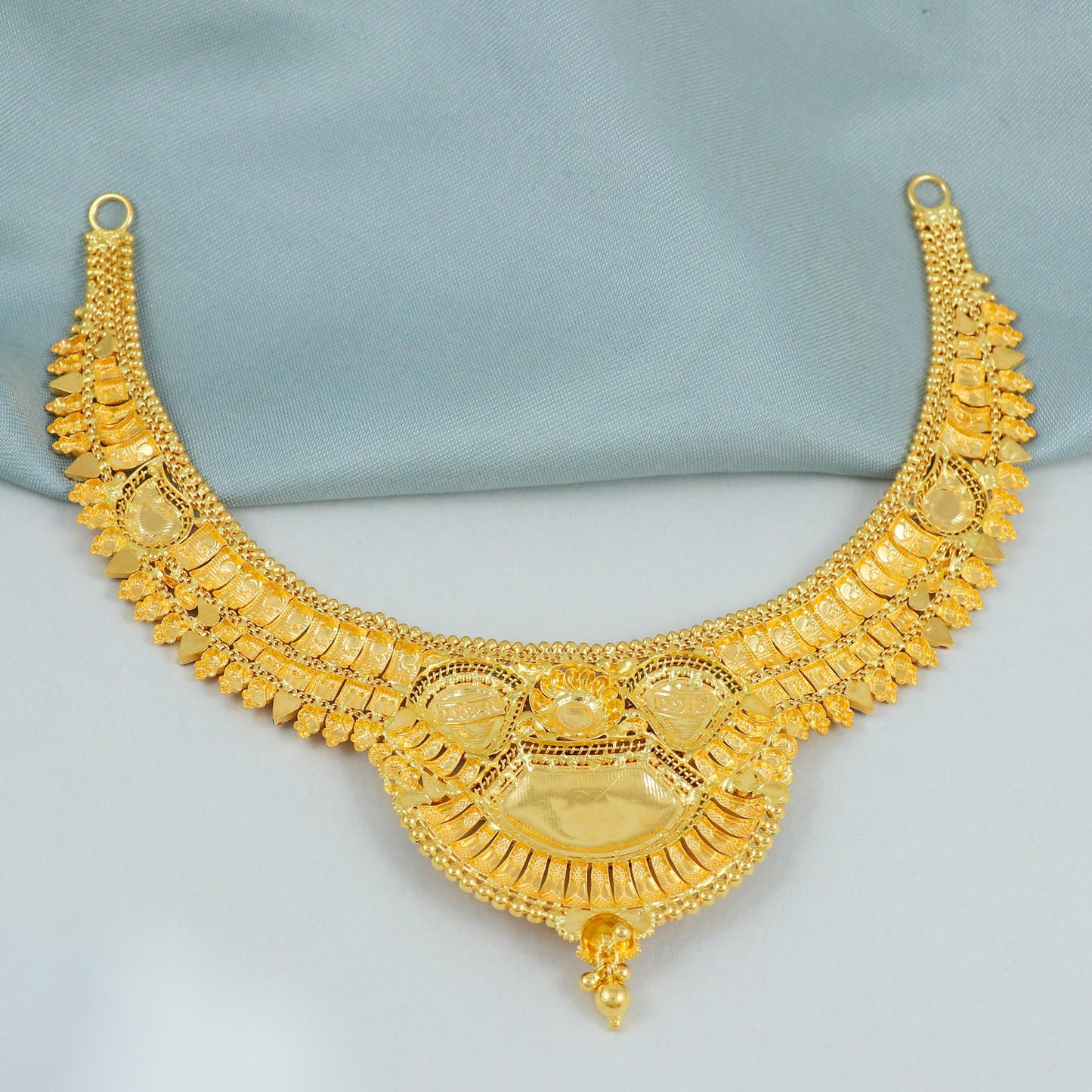 Fine 22kt 22k gold necklace handcrafted gold women jewelry wedding Bridal gift, K4598