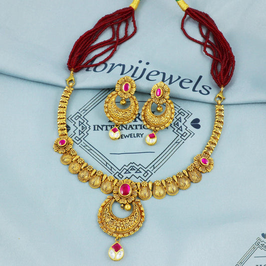 22k Yellow Gold Earrings Necklace set Gift , all sizes, 22k karat 22kt 22ct Indian Gold Handmade wedding necklace indian designer Jewelry,