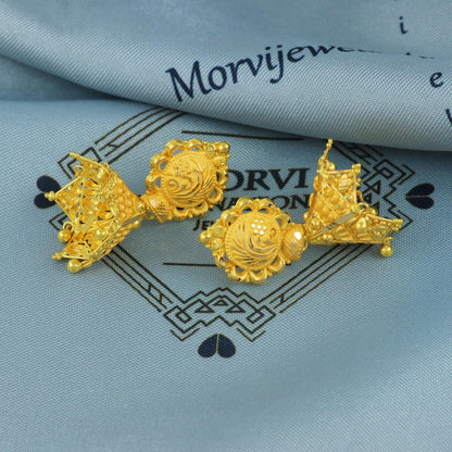 Handcrafted 22k Solid Gold Earrings Wedding Women indian Handmade solid gold jewelry, K5683