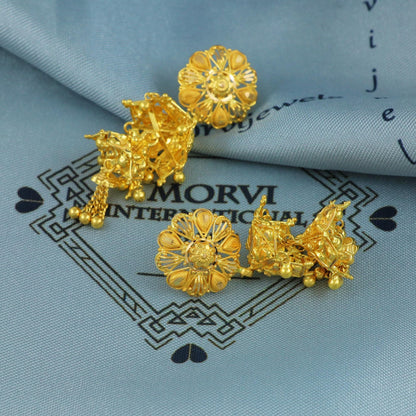 handcrafted 22k Solid Gold Earrings Jhumka jewelry, , K5684