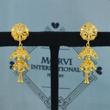 handcrafted 22k Solid Gold Earrings Jhumka jewelry, , K5684