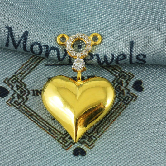 puffy 22k gold heart pendant, K5685