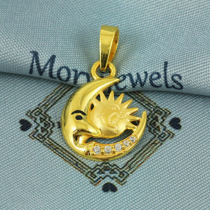 22k gold pendant sun moon face, K5686