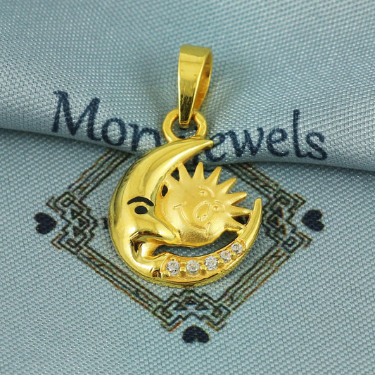 22k gold pendant sun moon face, K5686