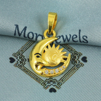 22k gold pendant sun moon face, K5686