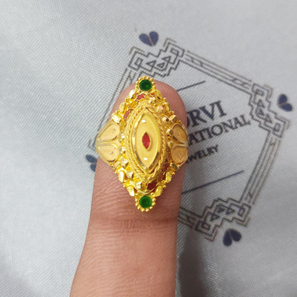 22k Gold Ring Real 22kt Handmade Ring Indian women pure yellow gold ring, Pure Gold Ring, All Size, K5689