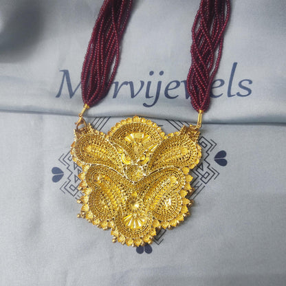 Real Solid 22k Gold Pendant with Thick Gold Chain, Real Handmade Gold Necklace from India, K5692A