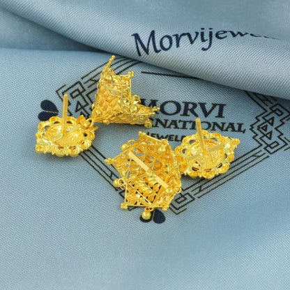 Handcrafted 22k Solid Gold Earrings Wedding Women indian Handmade solid gold jewelry, K5683