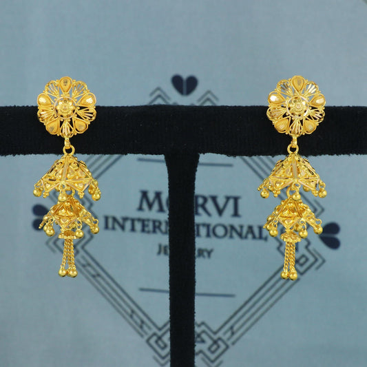handcrafted 22k Solid Gold Earrings Jhumka jewelry, , K5684