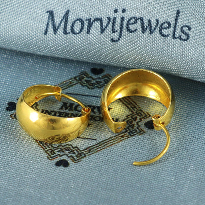 real solid gold hoop bali earrings 22k, handcrafted 22kt hoops, indian gold bali, plain hoop 7mm